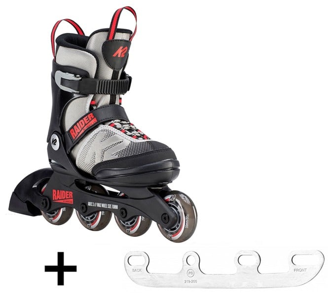 K2 RAIDER Kinder Inline Skate grey/red/black inkl. SABRES 4 Schlittschuh Eiskufen - 35-40 kaufen