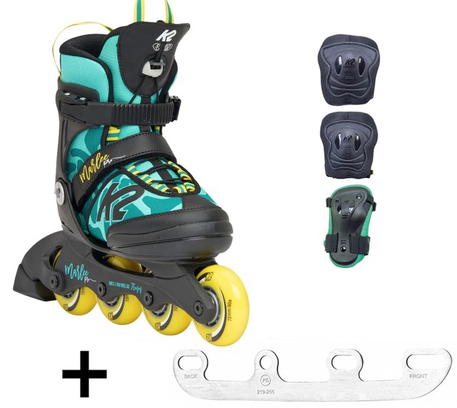 K2 MARLEE PRO PACK Kinder Inline Skate 2025 green/yellow inkl. SABRES 4 Schlittschuh Eiskufen + Schonerset - 32-37 kaufen