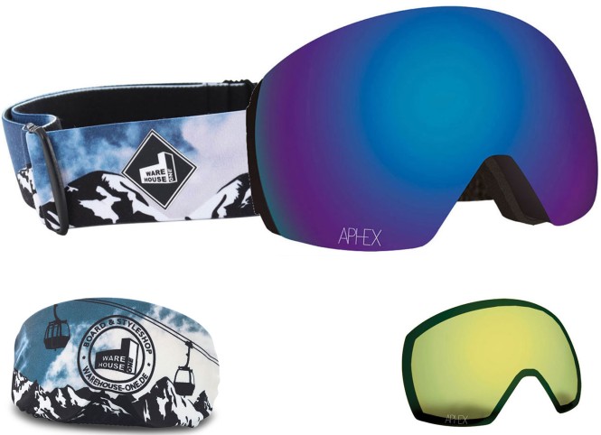 APHEX STYX THE ONE EDITION Magnet Schneebrille 2024 mountain strap/revo blue + Zusatzglas yellow