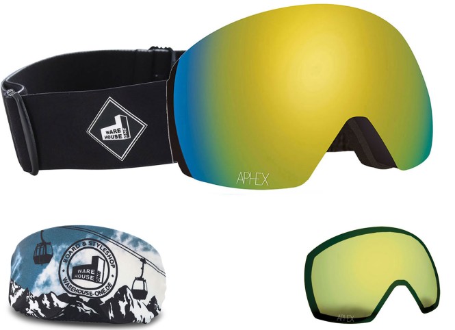 APHEX STYX THE ONE EDITION Magnet Schneebrille 2024 black strap/revo gold + Zusatzglas yellow