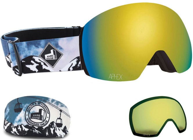 APHEX STYX THE ONE EDITION Magnet Schneebrille 2024 mountain strap/revo gold + Zusatzglas yellow