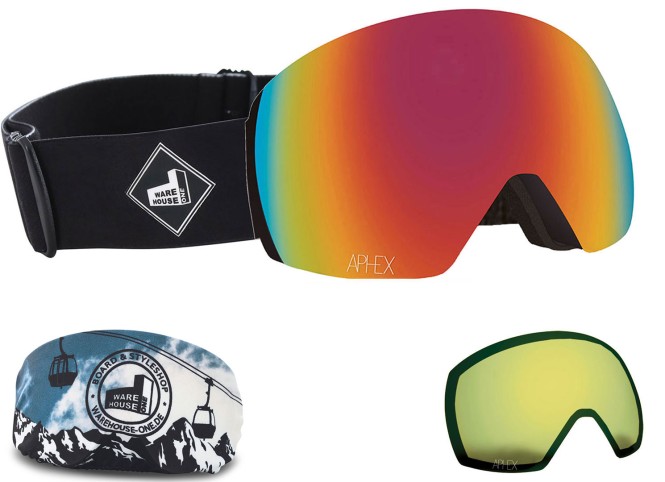 APHEX STYX THE ONE EDITION Magnet Schneebrille 2024 black strap/revo red + Zusatzglas yellow